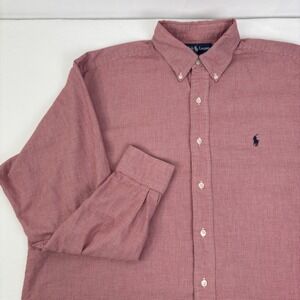 Ralph Lauren Blake Mens L/S Red White Houndstooth Button Down Cotton Shirt Large